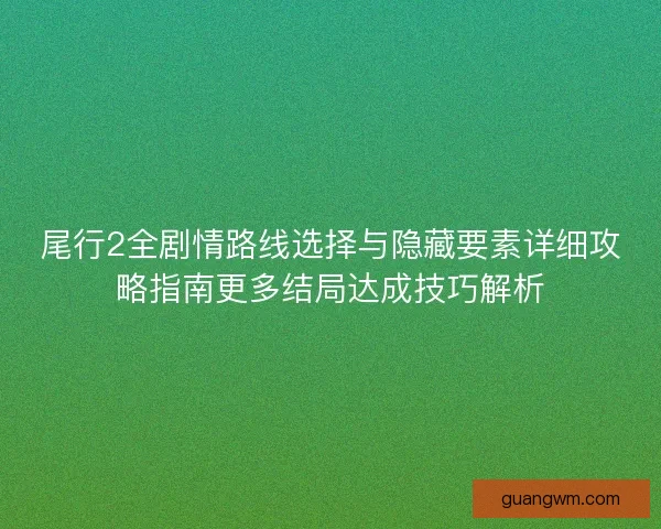 尾行2全剧情路线选择与隐藏要素详细攻略指南更多结局达成技巧解析
