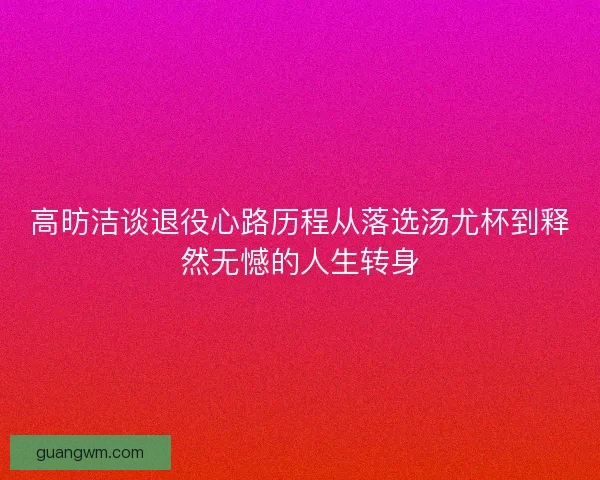 高昉洁谈退役心路历程从落选汤尤杯到释然无憾的人生转身